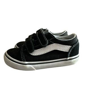 Vans Kids Black and White Velcro Skate Shoes